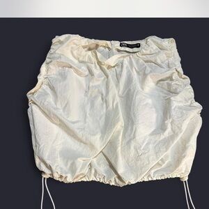 Zara Off-White Gathered Waist blouse